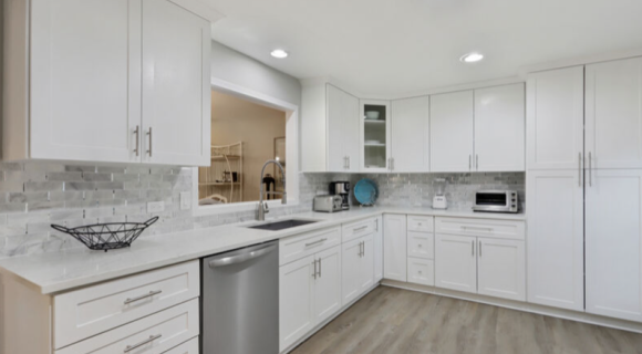 upgraded white kitchen in a Hilton Head rental property
