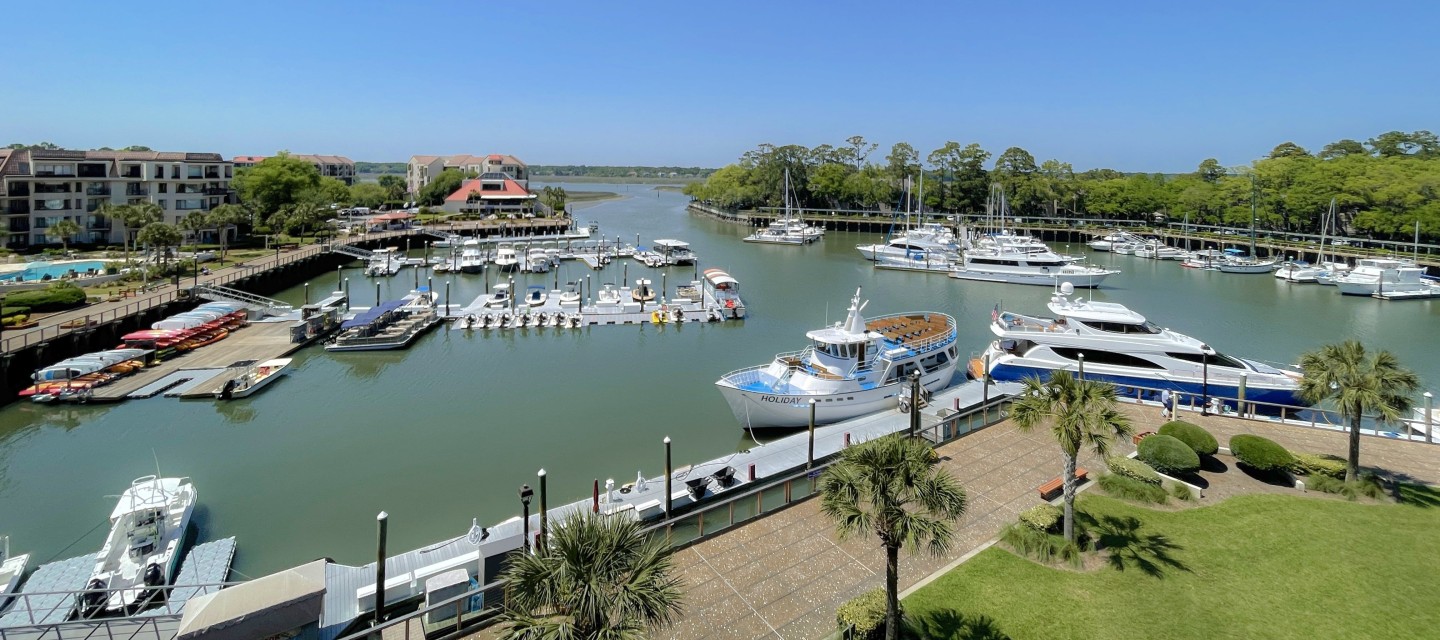 view of the Shelter Cove Harbour and Marina from private balcony of rental property